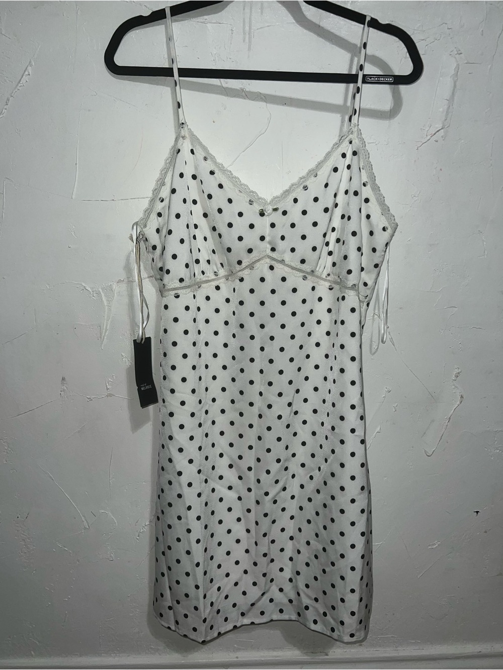 Tillys White Slip Dress with Black Polka Dots